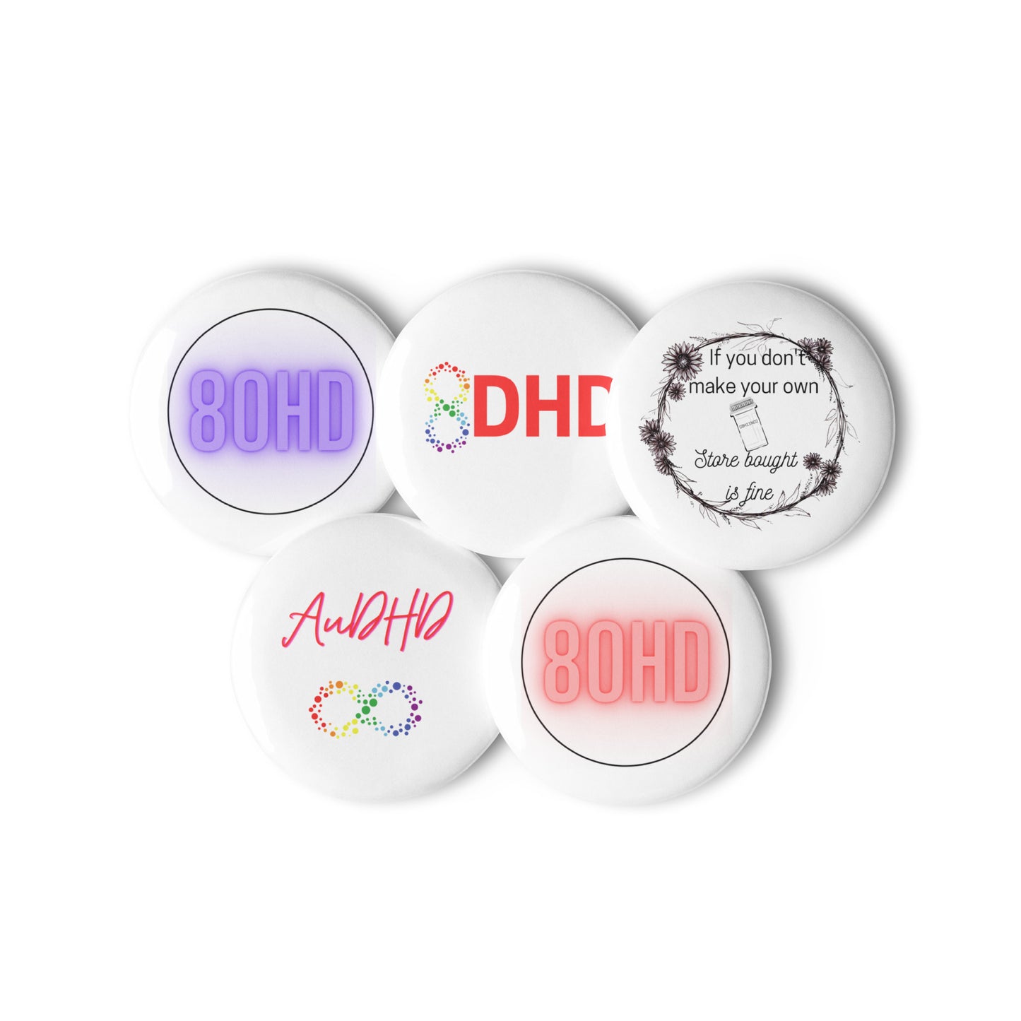 Set of ADHD and Autism pin buttons